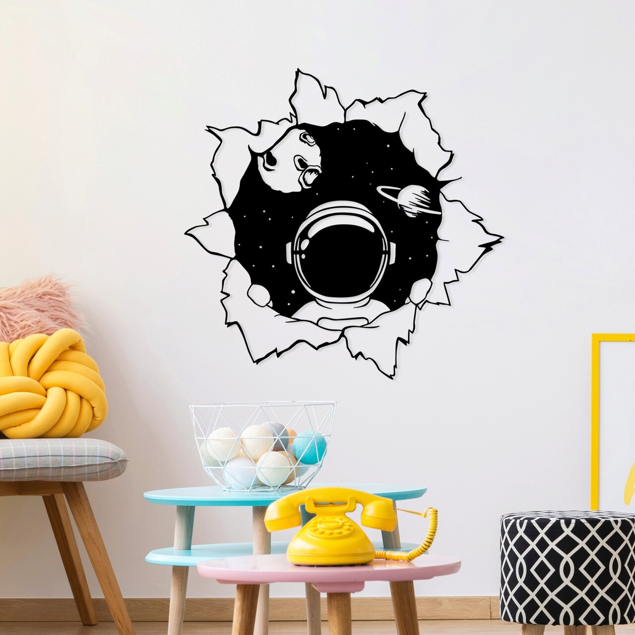 Decoratiune de perete, Hello World, Dimensiune: 68 x 70 cm, Negru - imagine 6